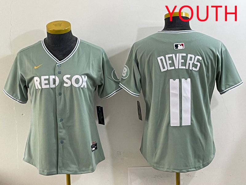 Youth 2025 Boston Red Sox #11 Devers Light Green Joint Name Nike MLB Jersey style 19